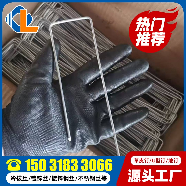 草坪釘U型 土工格柵草坪釘尺寸 草皮釘固定器圖片 土工格柵固定草皮釘